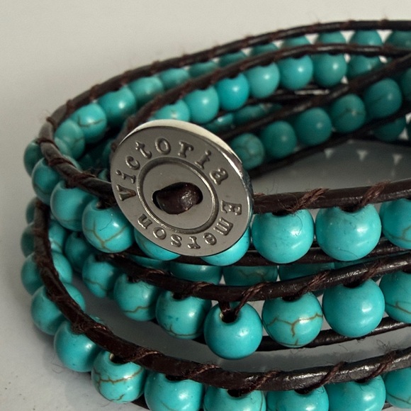Boho Trendy Victoria Emerson Turquoise Beaded Wrap Bracelet - Picture 2 of 8